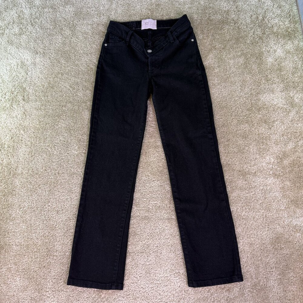 Revice Jeans Women’s Size 24 Black Low Rise Heart Straight Leg Jeans E462